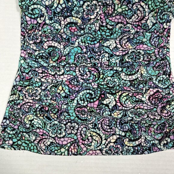 PROFILE by GOTTEX Paisley Green Multicolor Underwire Bra Lined Tankini Top 34D - Picture 3 of 8